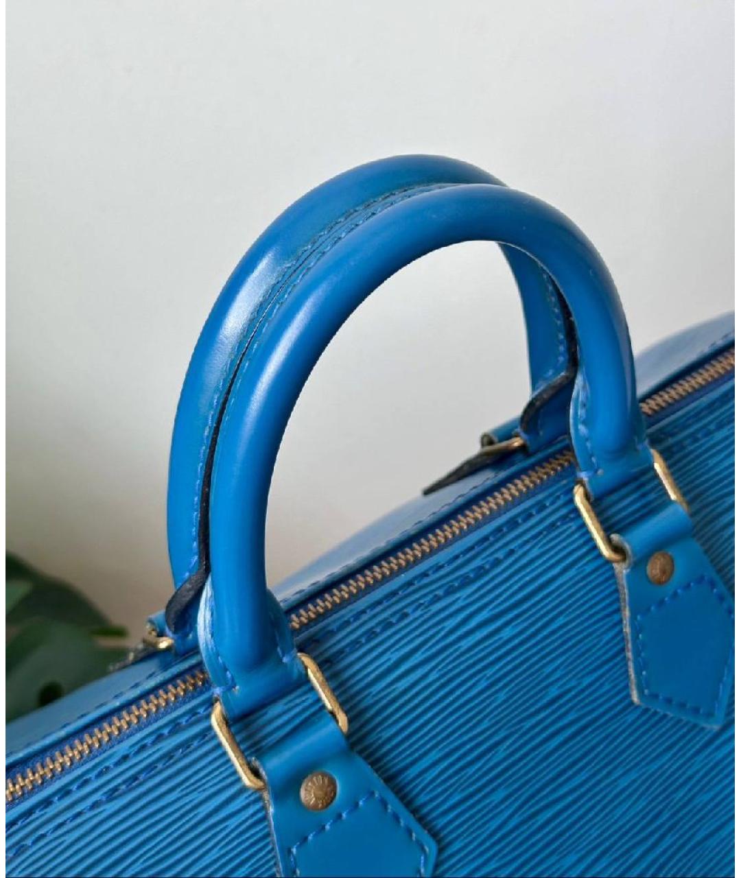 LOUIS VUITTON Синяя кожаная сумка с короткими ручками, фото 5