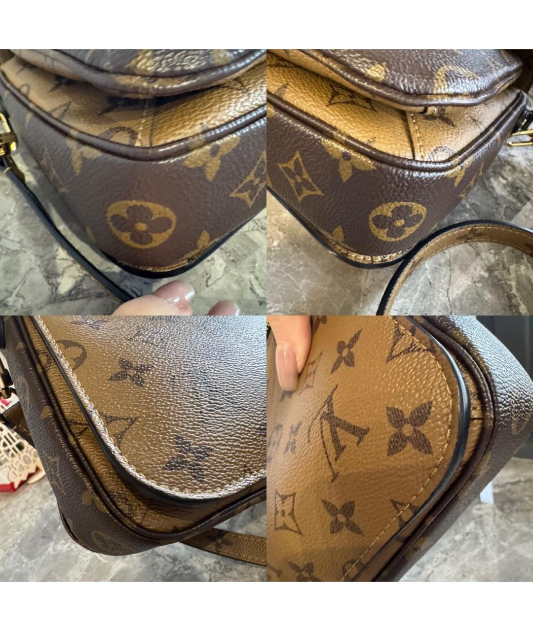 LOUIS VUITTON Коричневая кожаная сумка через плечо, фото 8