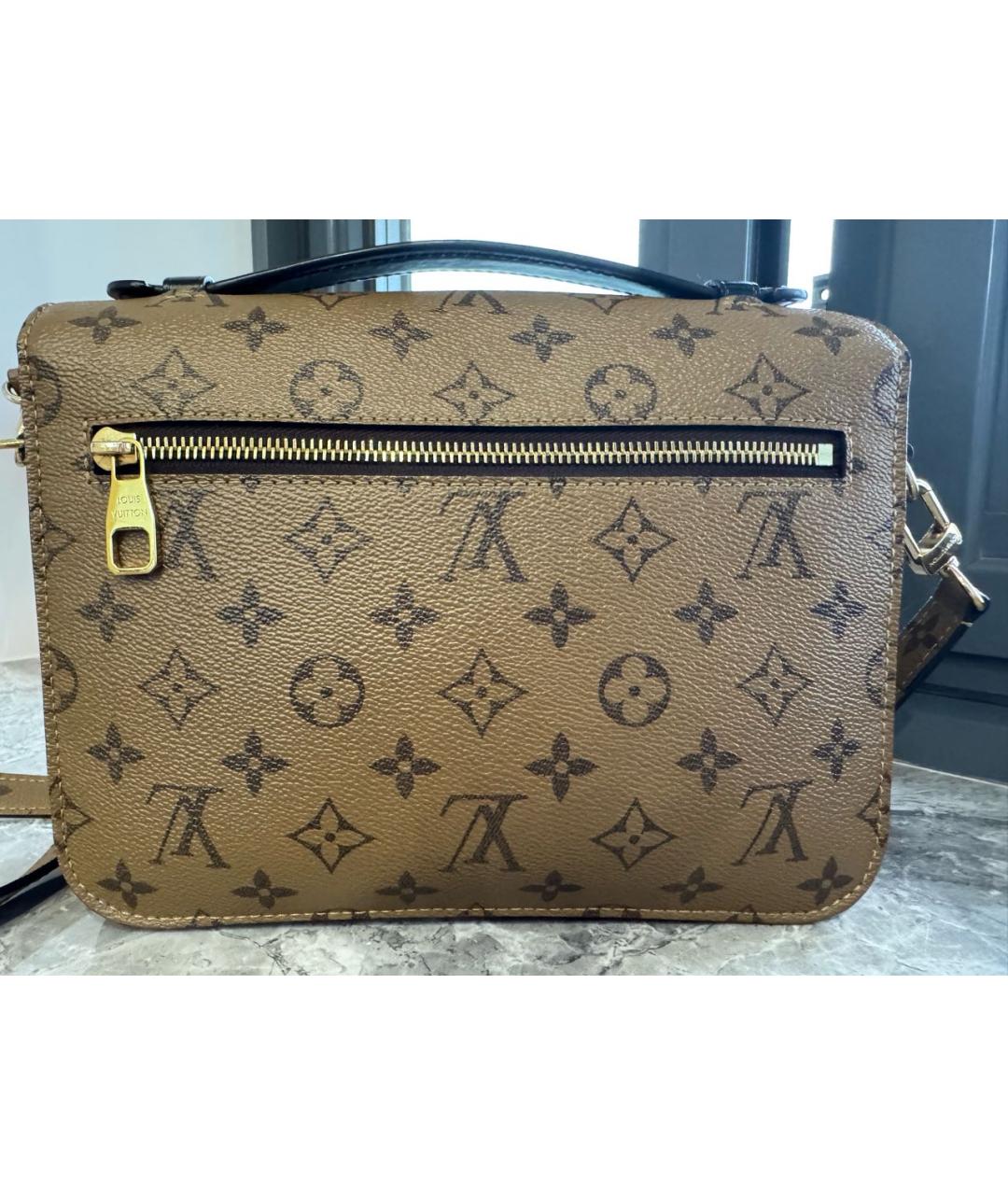 LOUIS VUITTON Коричневая кожаная сумка через плечо, фото 3