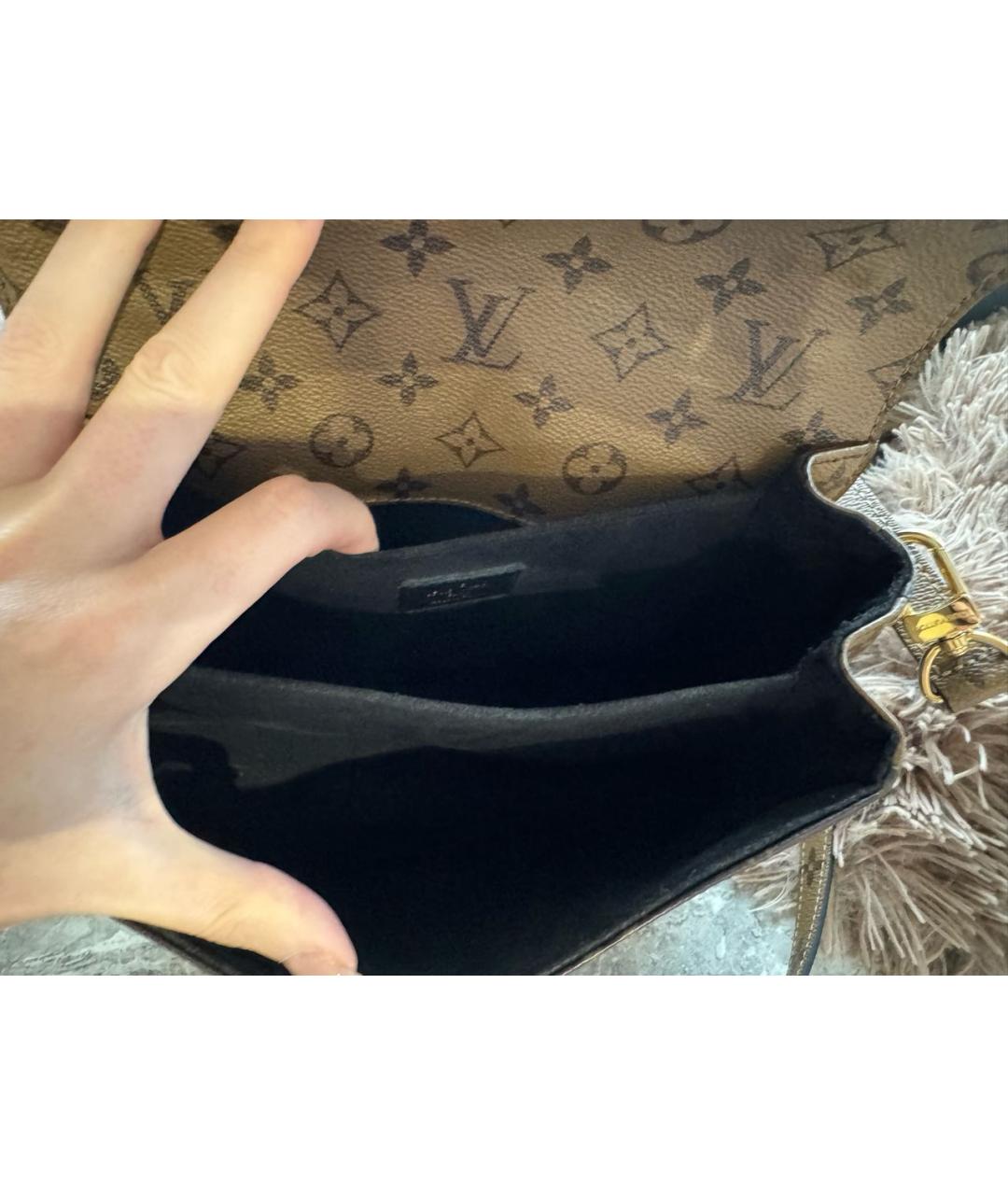 LOUIS VUITTON Коричневая кожаная сумка через плечо, фото 4