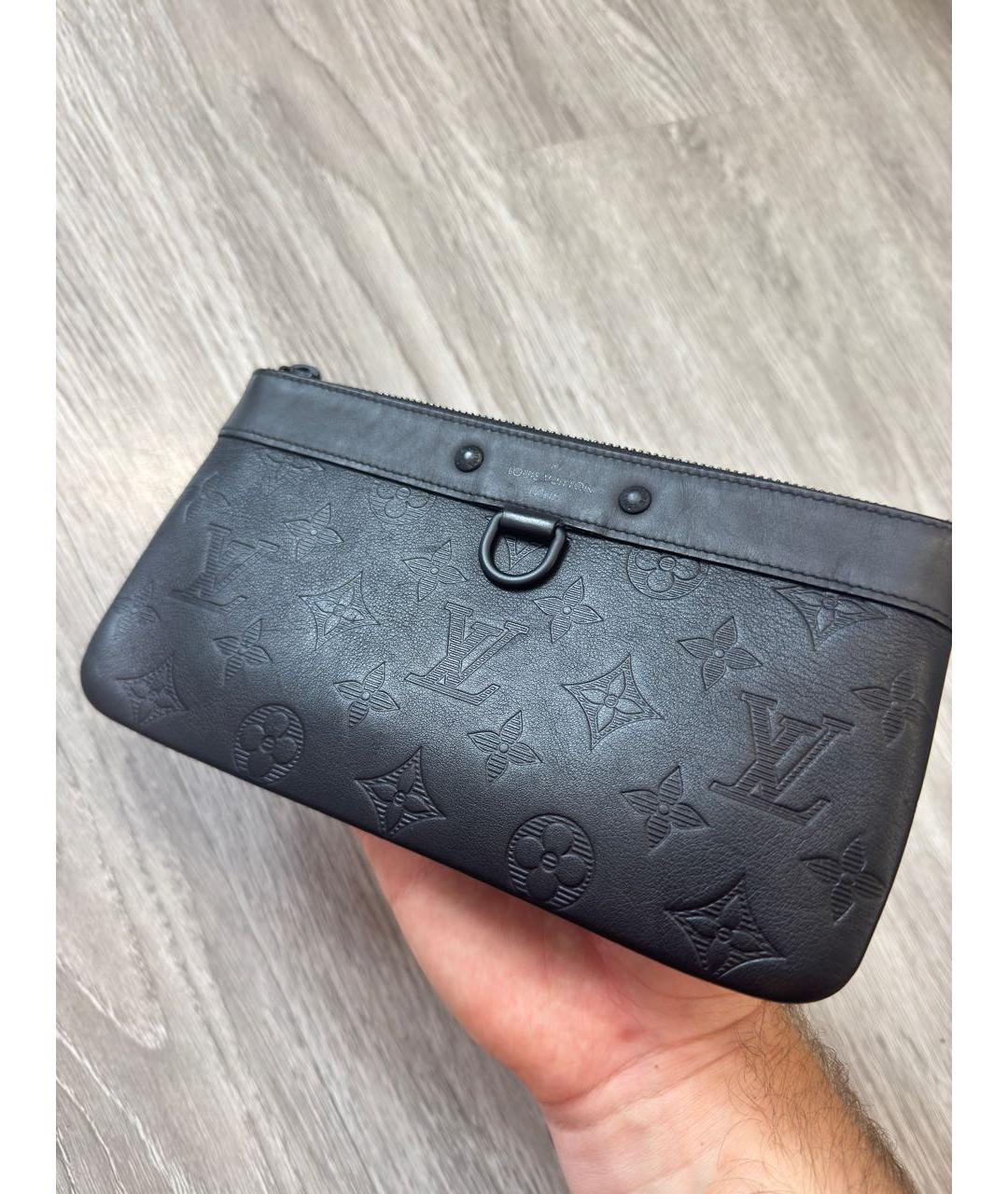 LOUIS VUITTON Черный кожаный кошелек, фото 3