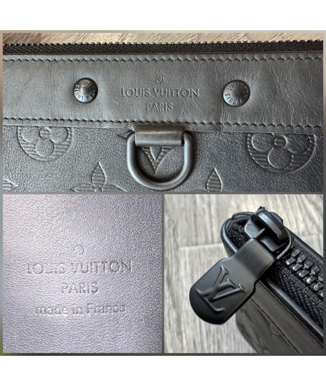 LOUIS VUITTON Черный кожаный кошелек, фото 8