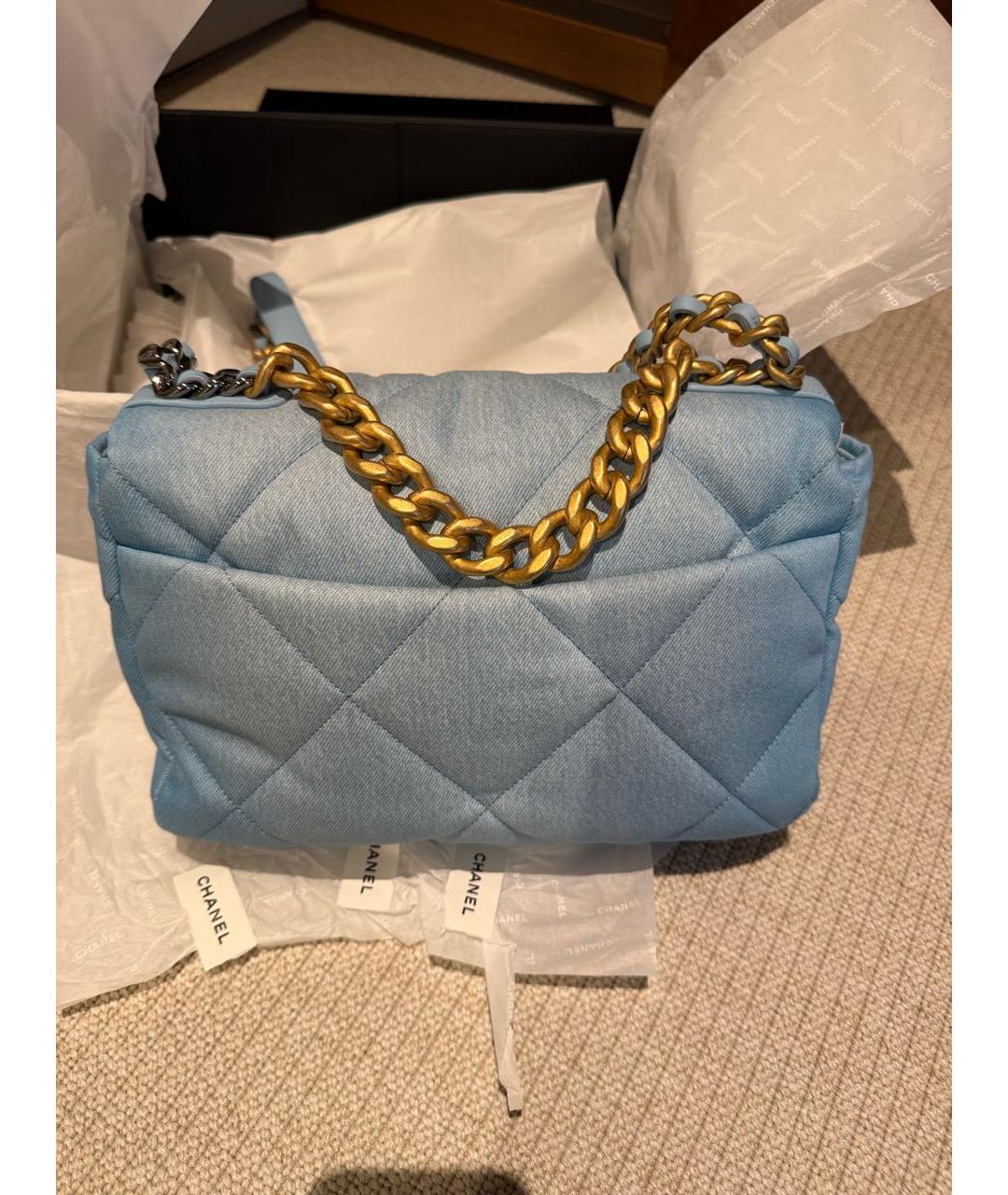CHANEL Голубая деним сумка через плечо, фото 4