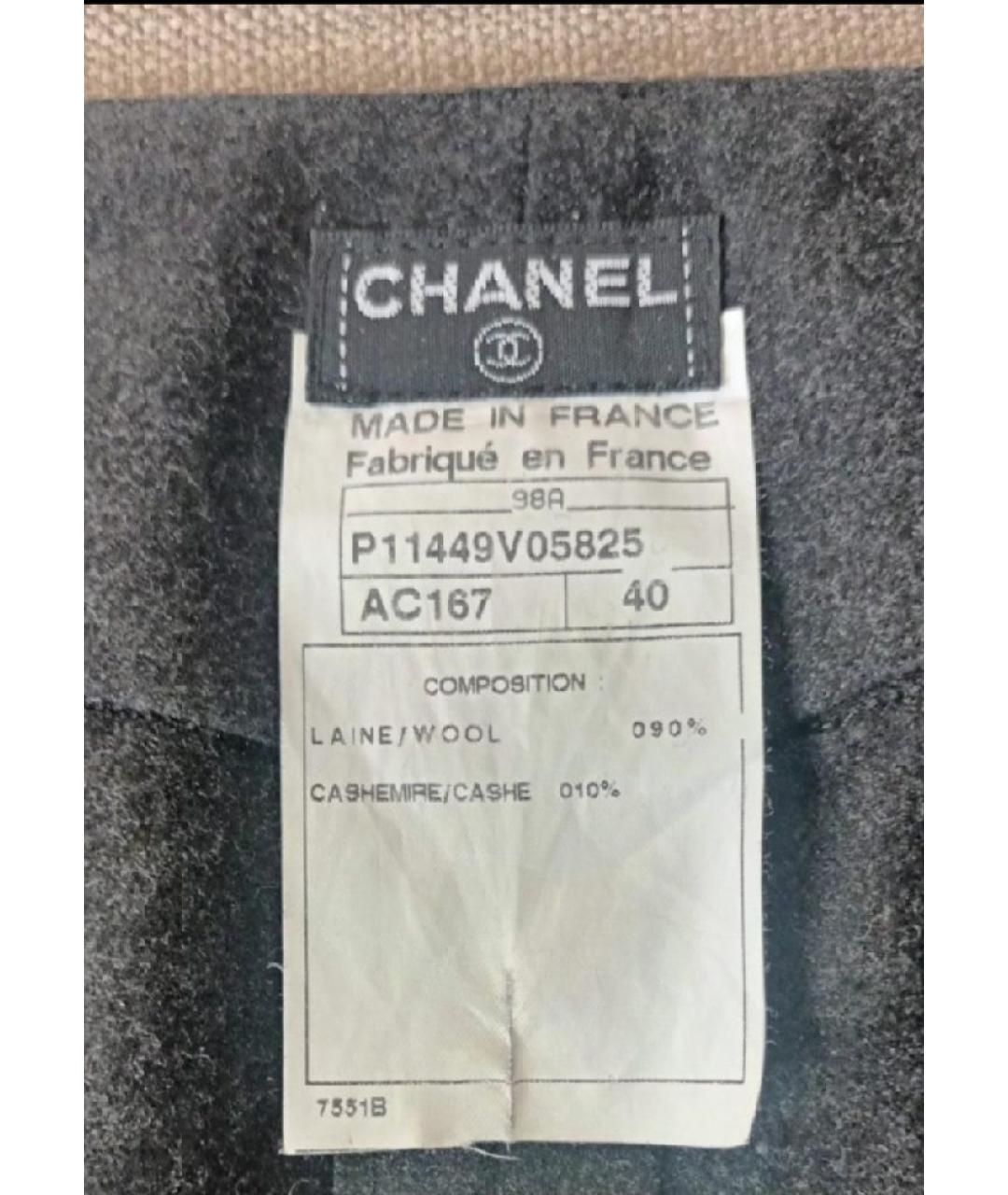 CHANEL Серые шерстяные прямые брюки, фото 5