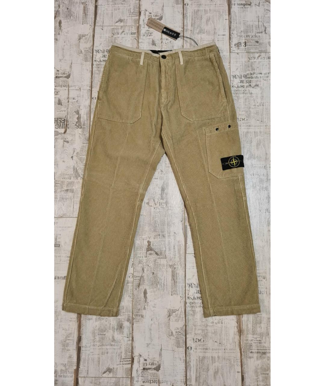 STONE ISLAND Бежевые хлопковые повседневные брюки, фото 4