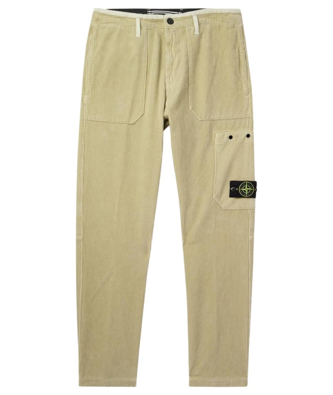 STONE ISLAND Бежевые хлопковые повседневные брюки, фото 1