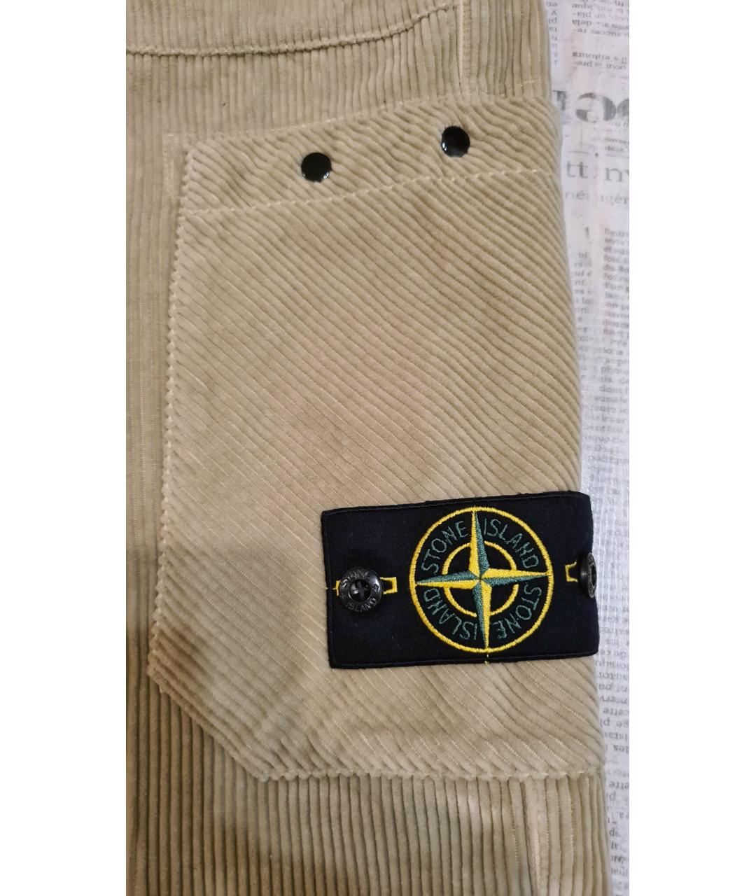 STONE ISLAND Бежевые хлопковые повседневные брюки, фото 5