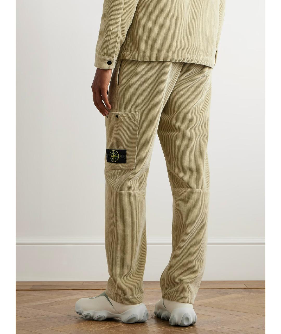 STONE ISLAND Бежевые хлопковые повседневные брюки, фото 3