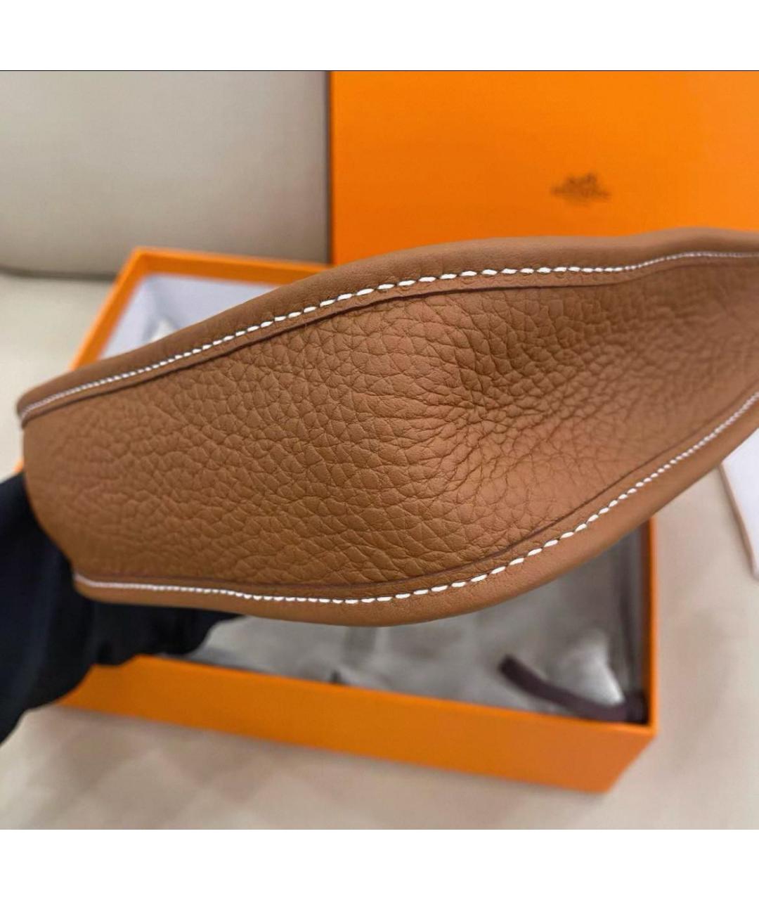 HERMES Коричневая кожаная сумка через плечо, фото 6