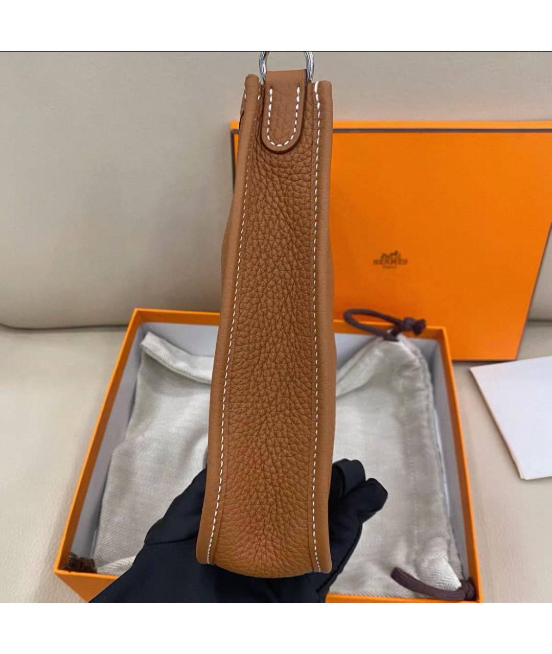 HERMES Коричневая кожаная сумка через плечо, фото 4