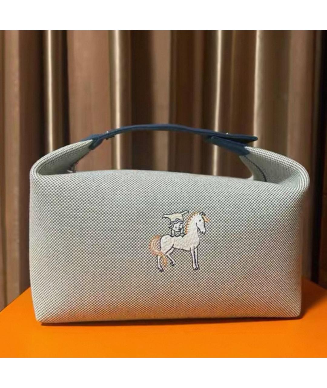 HERMES Белая тканевая косметичка, фото 4