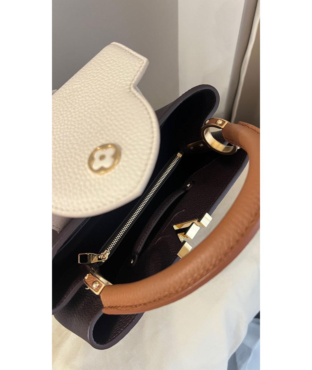 LOUIS VUITTON Коричневая кожаная сумка с короткими ручками, фото 4