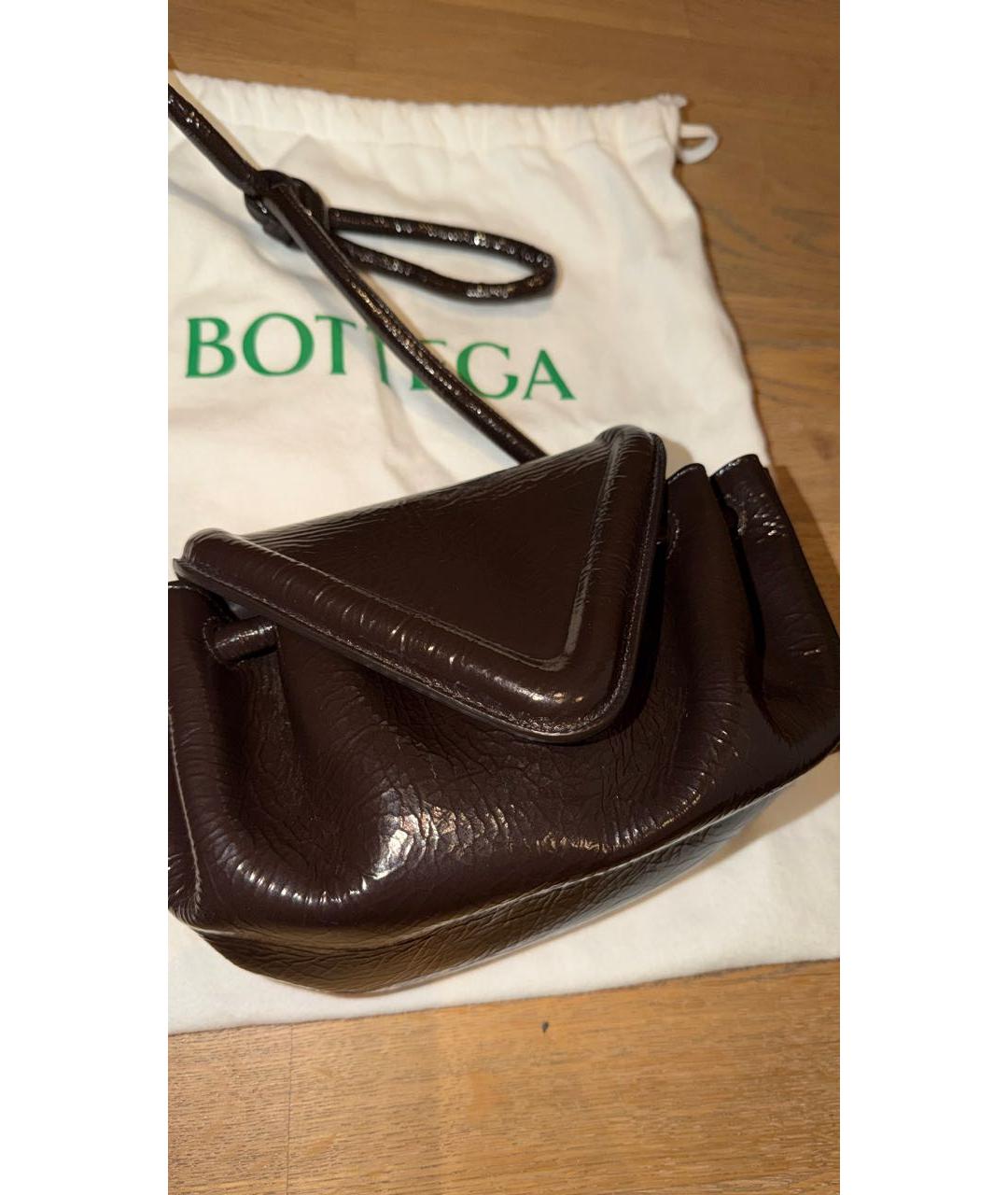 BOTTEGA VENETA Коричневая сумка через плечо из лакированной кожи, фото 7