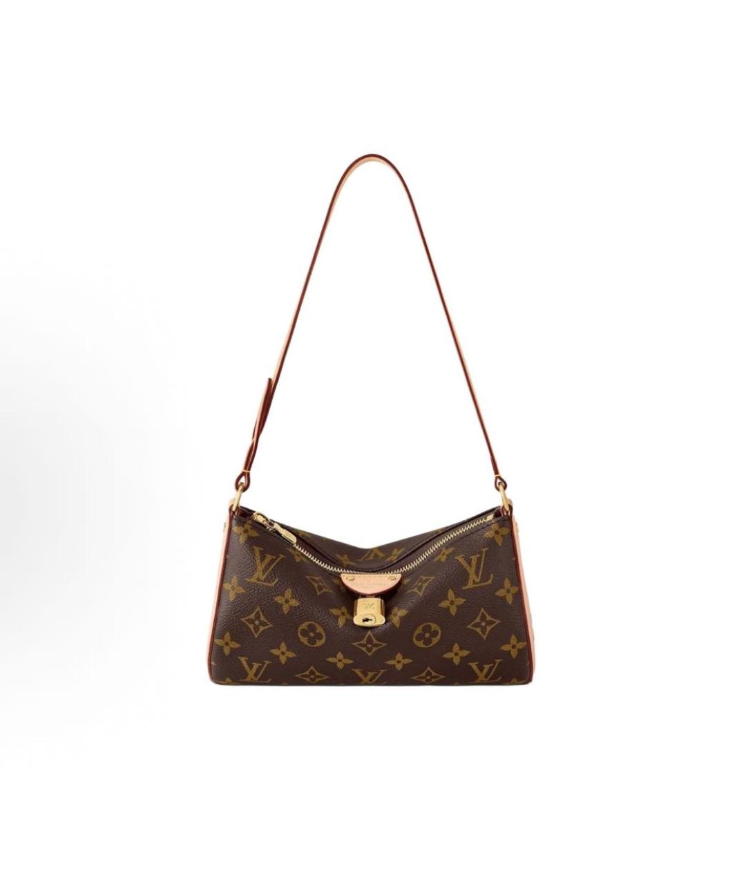 LOUIS VUITTON Коричневая кожаная сумка через плечо, фото 6
