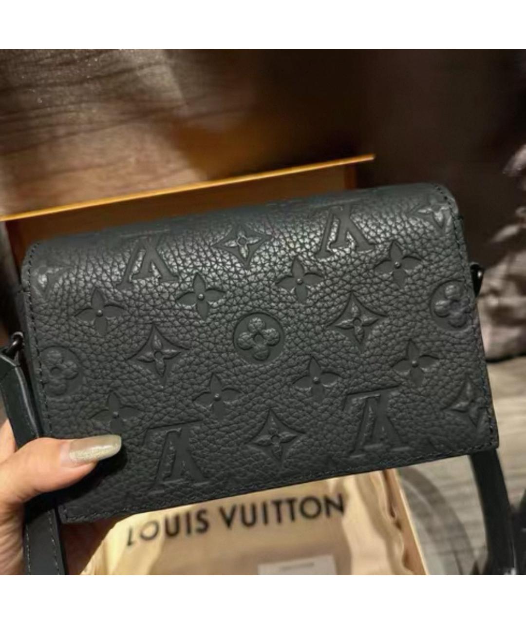LOUIS VUITTON Черная кожаная сумка на плечо, фото 7