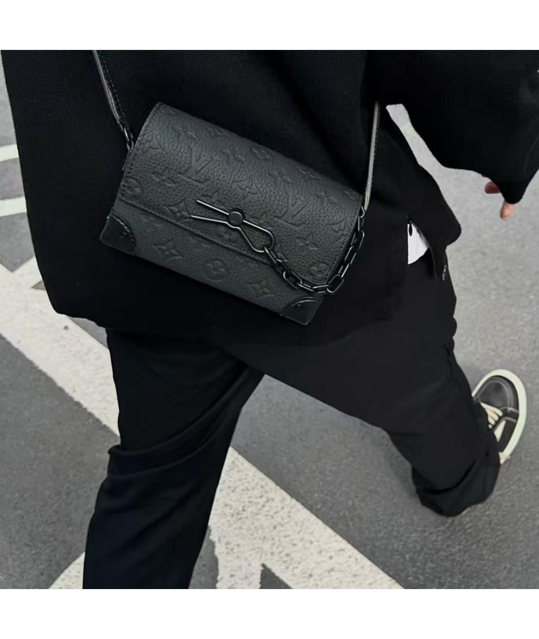 LOUIS VUITTON Черная кожаная сумка на плечо, фото 8