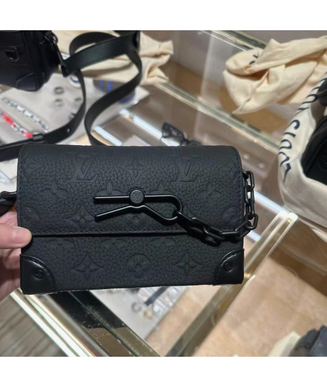 LOUIS VUITTON Черная кожаная сумка на плечо, фото 2