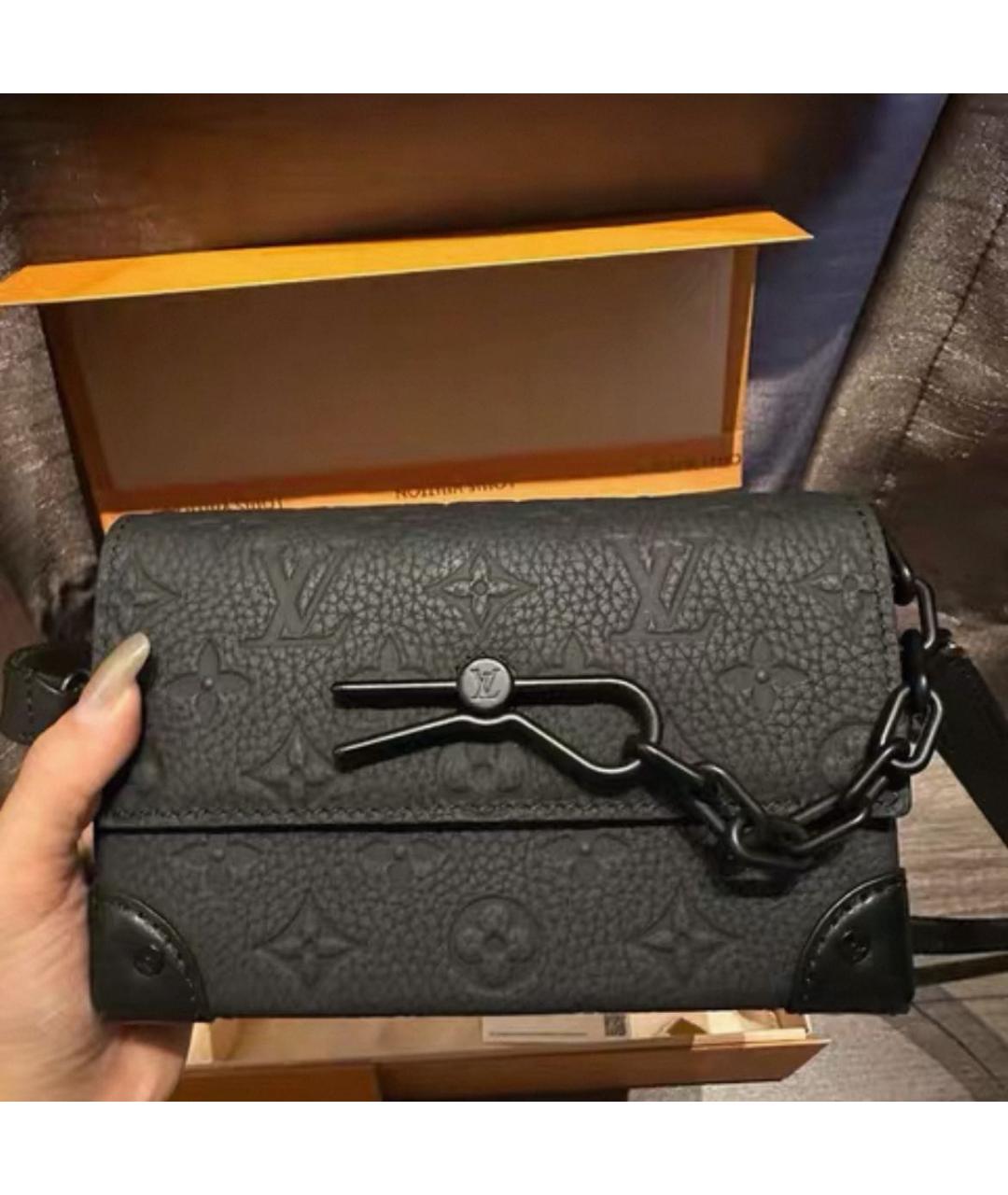 LOUIS VUITTON Черная кожаная сумка на плечо, фото 4