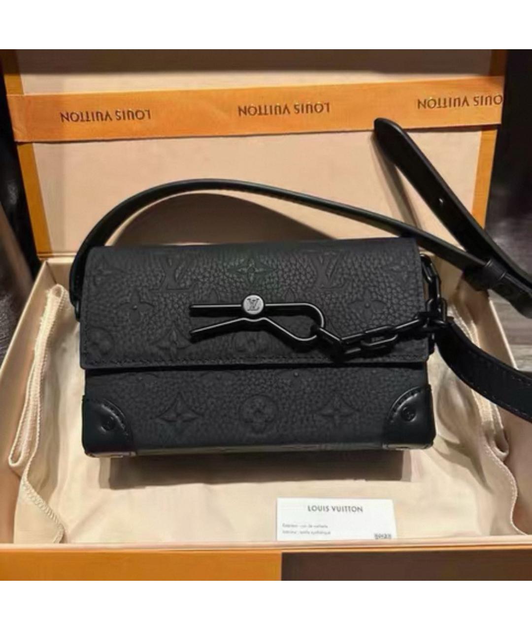 LOUIS VUITTON Черная кожаная сумка на плечо, фото 3