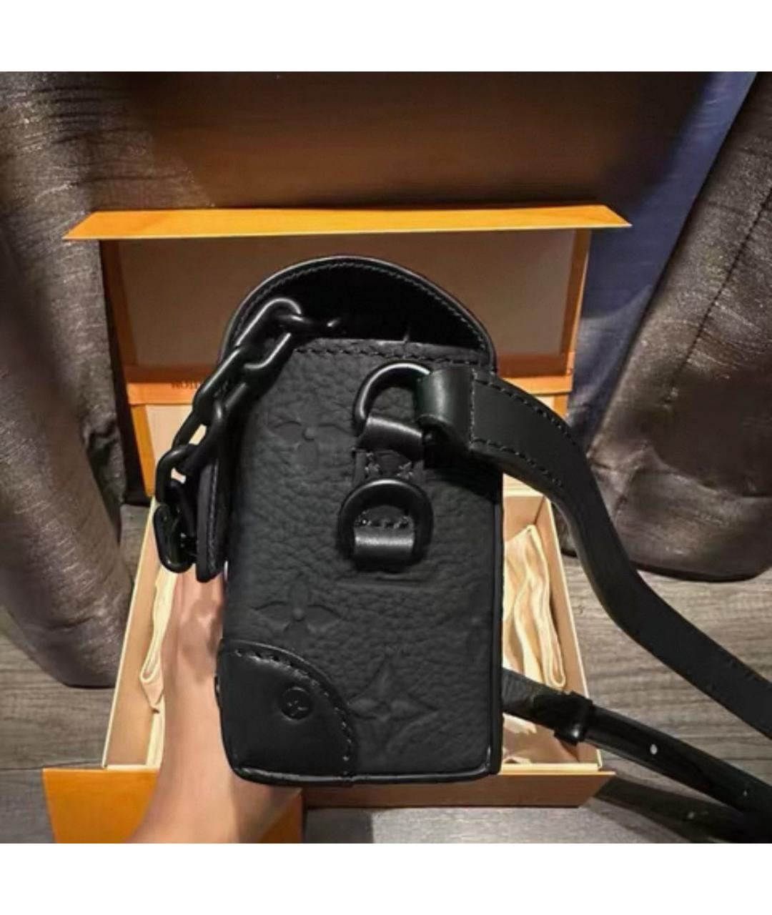 LOUIS VUITTON Черная кожаная сумка на плечо, фото 5