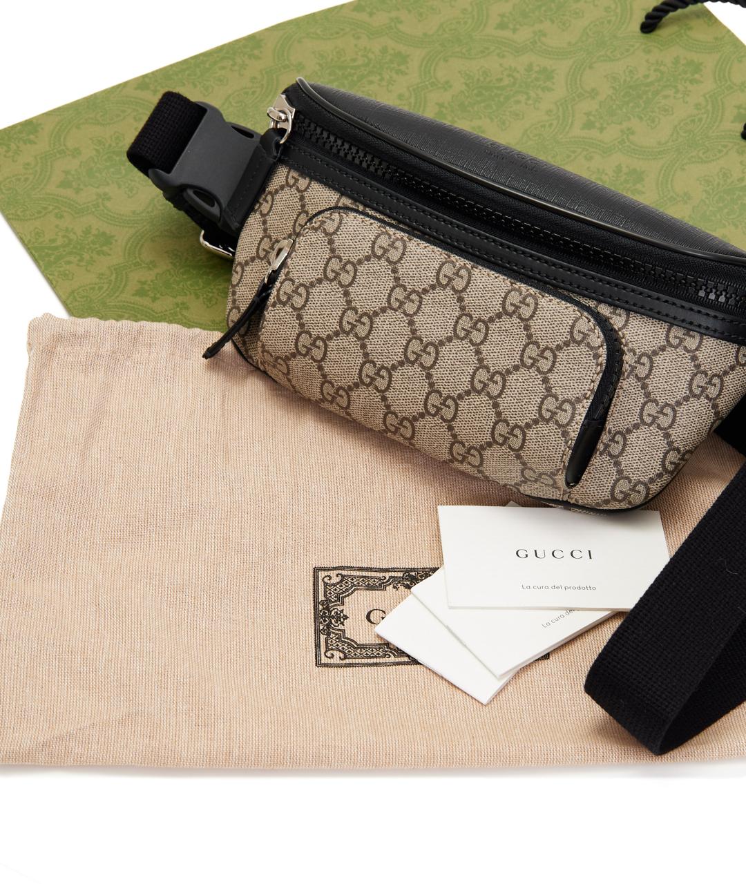 GUCCI Бежевая кожаная поясная сумка, фото 7