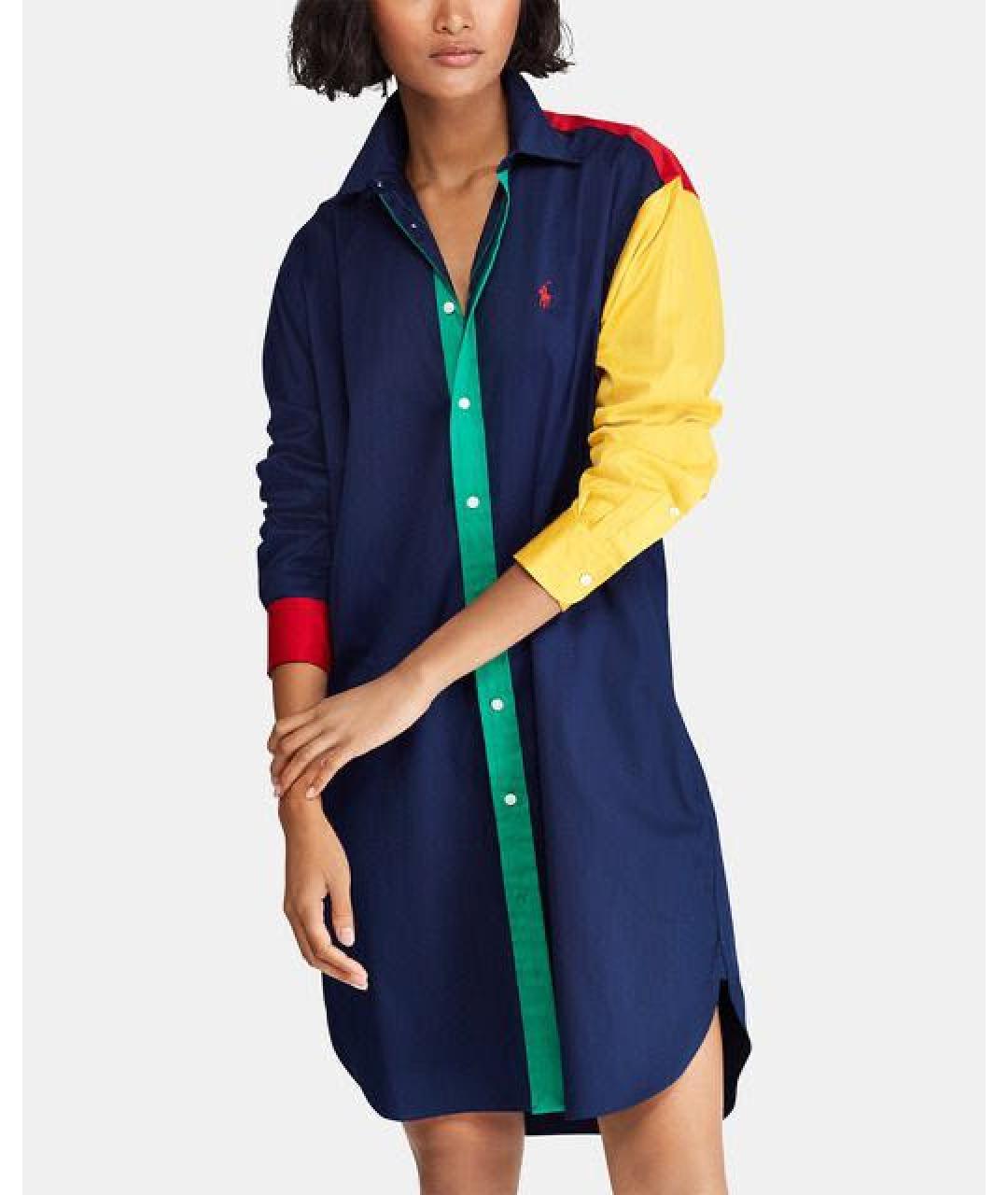 POLO RALPH LAUREN Темно-синее хлопковое повседневное платье, фото 7