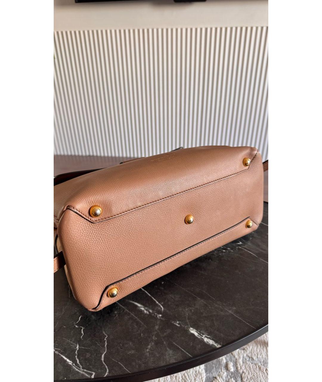 BURBERRY Бежевая кожаная сумка с короткими ручками, фото 7