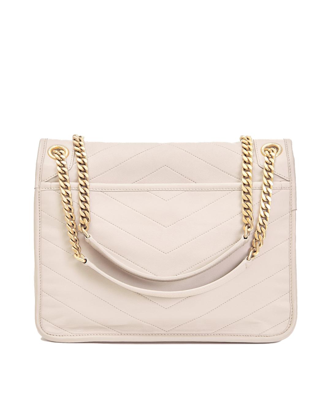 SAINT LAURENT Бежевая кожаная сумка через плечо, фото 2