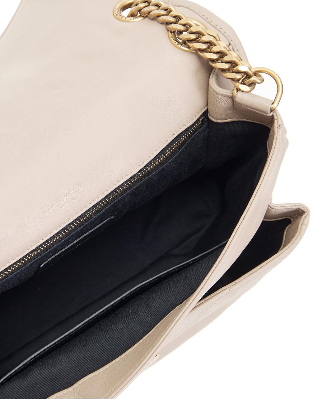 SAINT LAURENT Бежевая кожаная сумка через плечо, фото 3