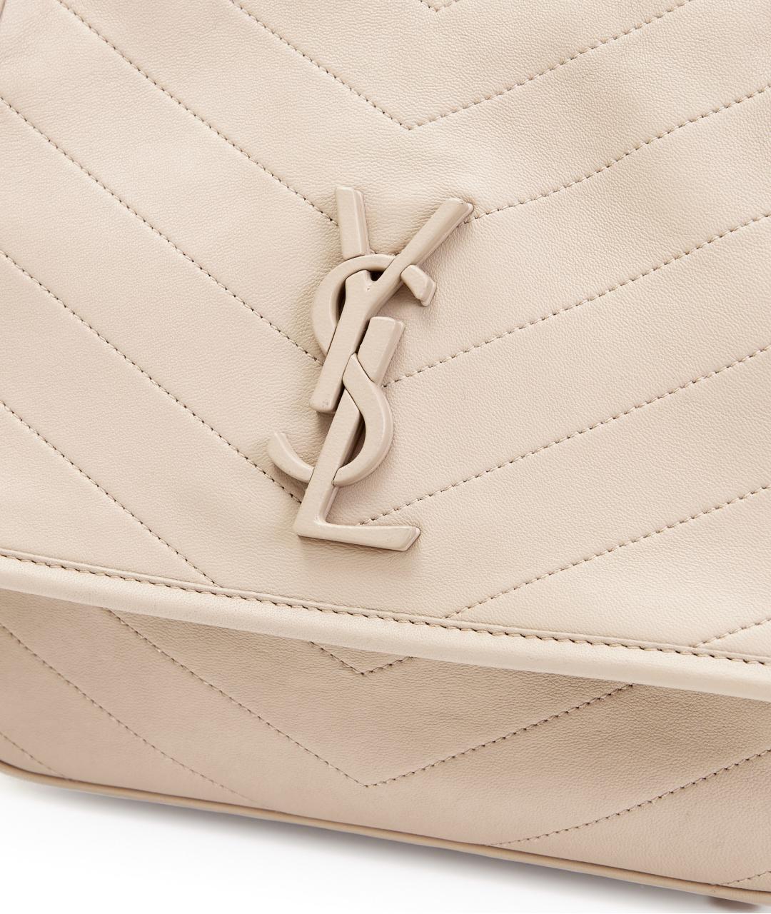 SAINT LAURENT Бежевая кожаная сумка через плечо, фото 4