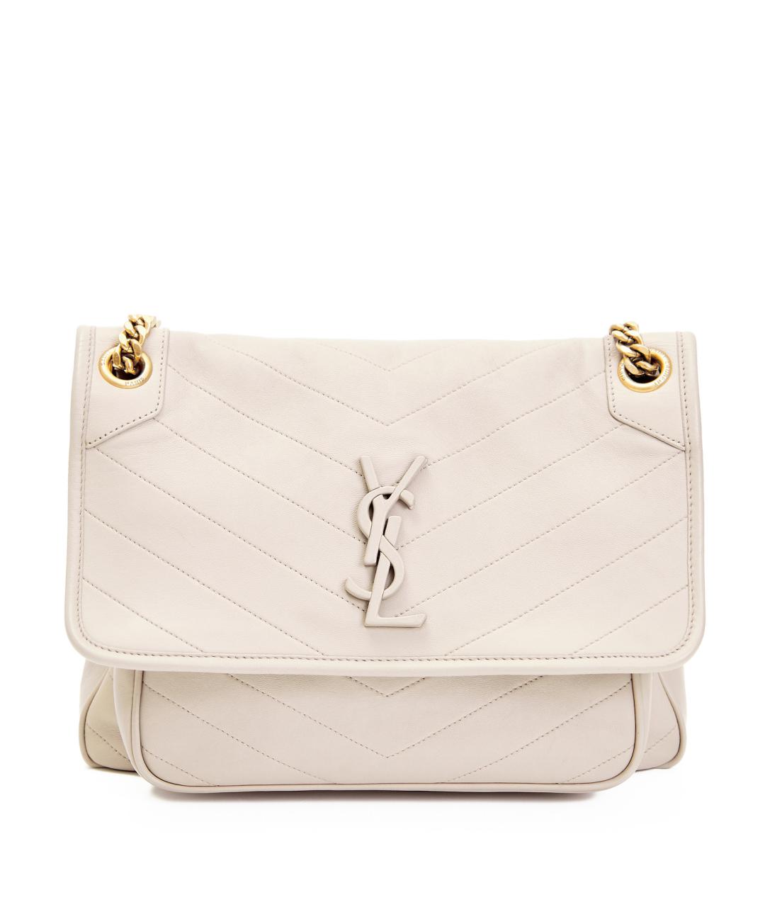 SAINT LAURENT Бежевая кожаная сумка через плечо, фото 1