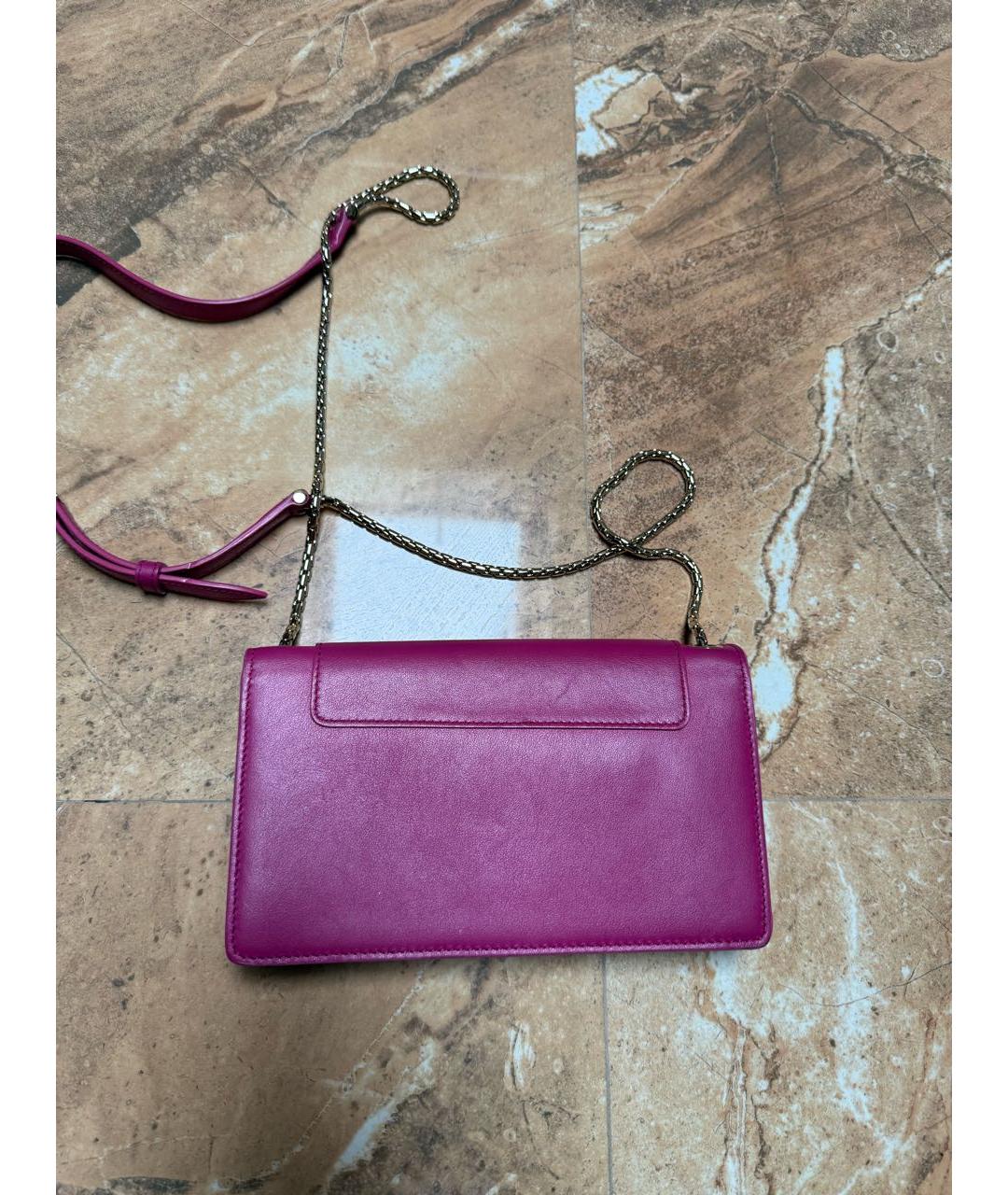 BVLGARI Фуксия кожаная сумка через плечо, фото 3
