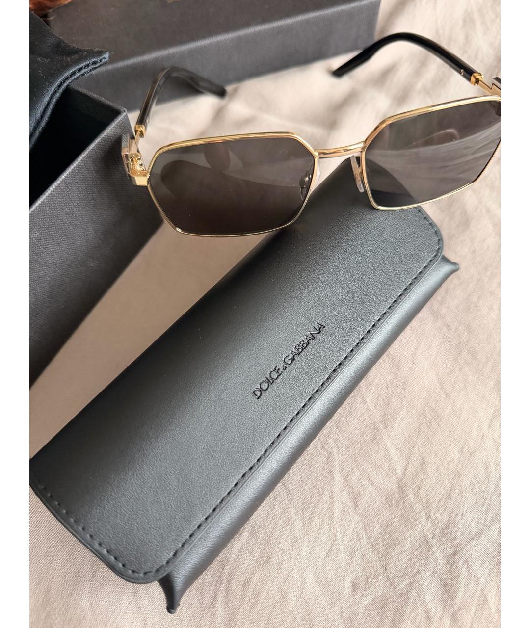 DOLCE&GABBANA Золотые металлические солнцезащитные очки, фото 5