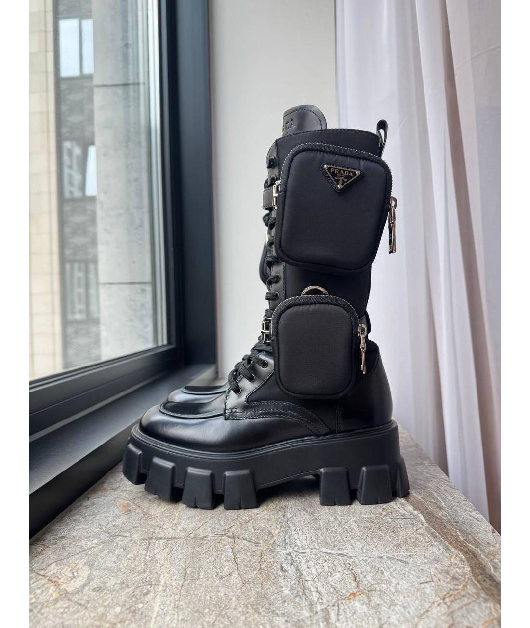 PRADA Черные кожаные ботинки, фото 7