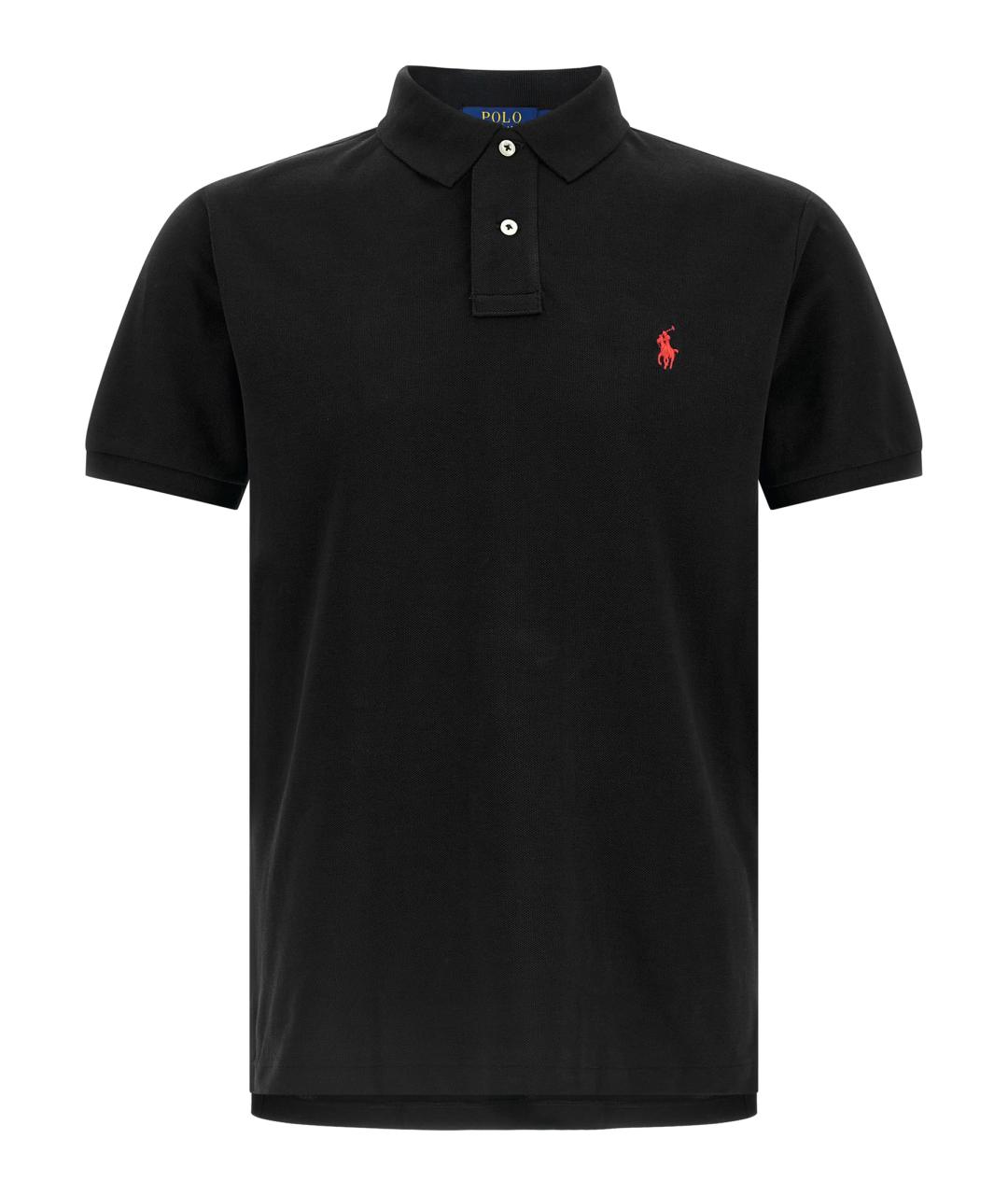 POLO RALPH LAUREN Черное хлопковое поло с коротким рукавом, фото 1