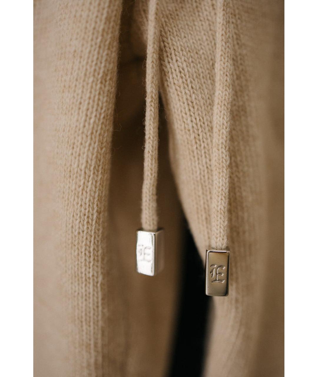 ERMANNO SCERVINO Бежевые шерстяные прямые брюки, фото 4