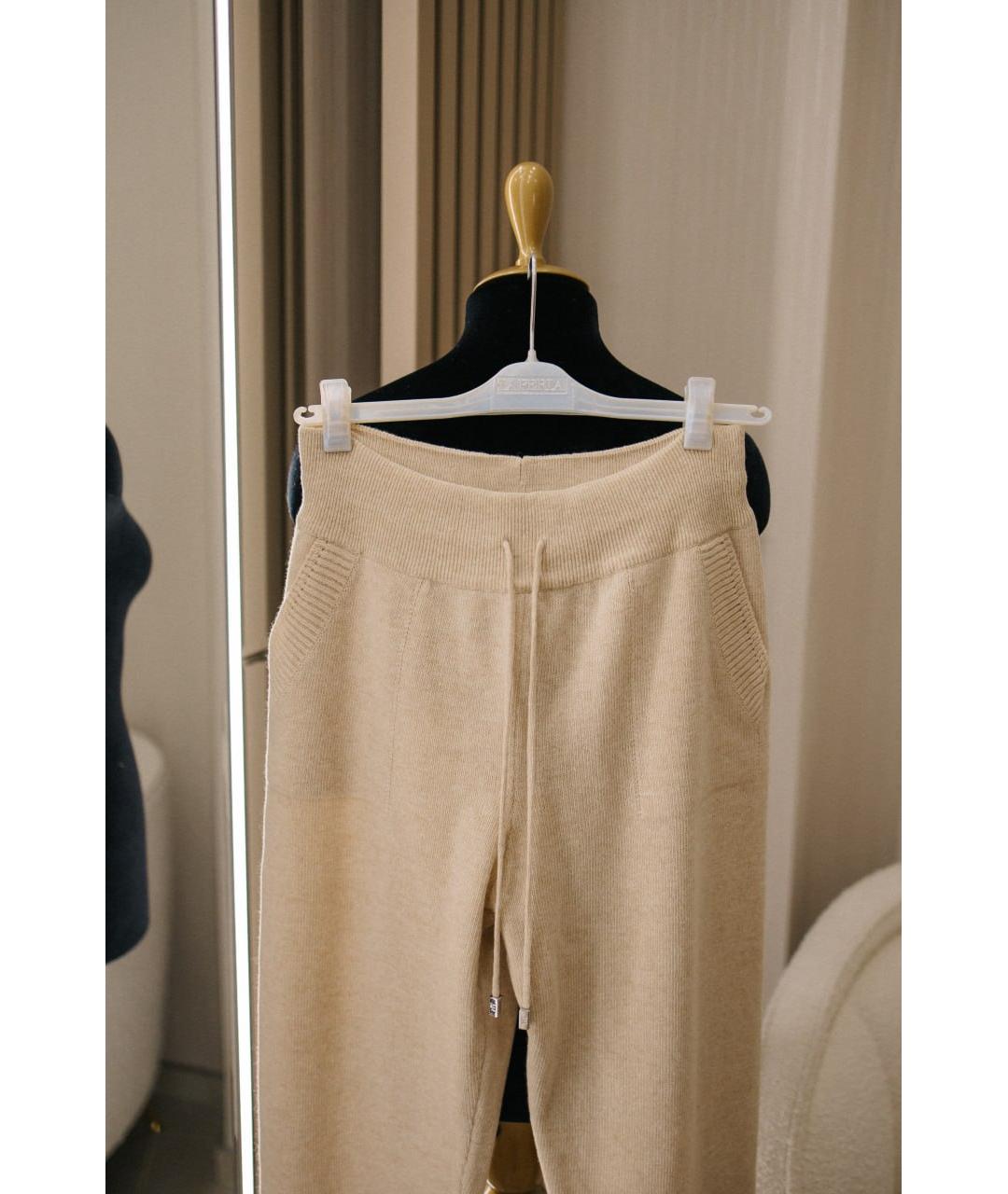 ERMANNO SCERVINO Бежевые шерстяные прямые брюки, фото 2