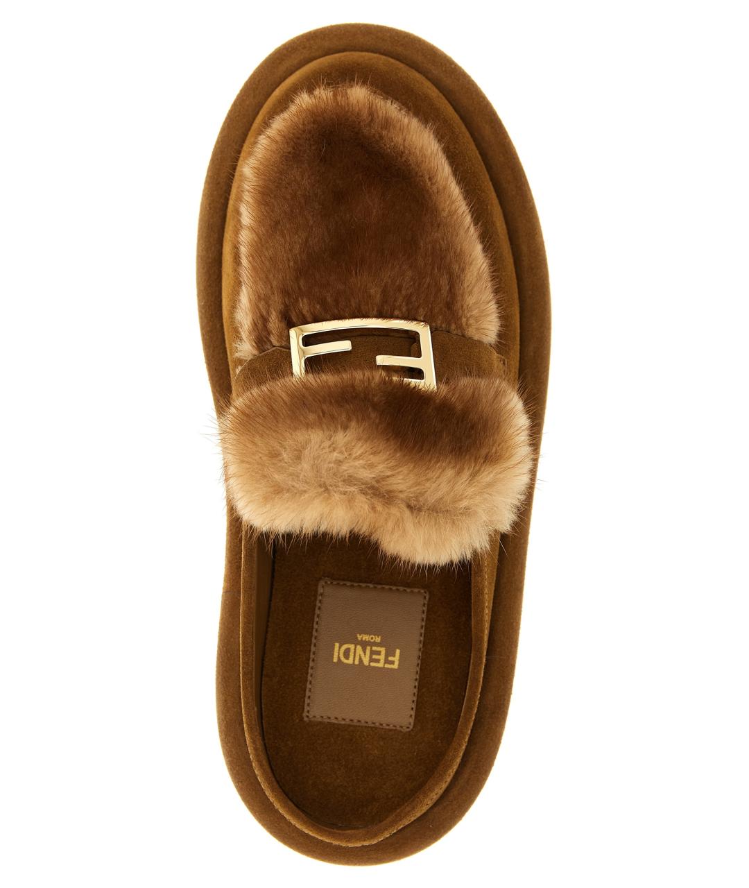 FENDI Коричневые замшевые сабо, фото 4