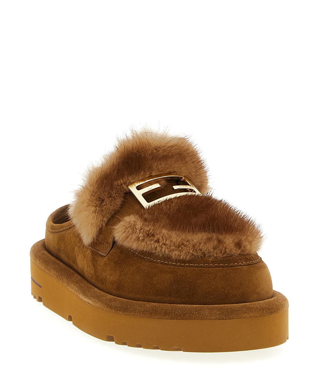 FENDI Коричневые замшевые сабо, фото 2