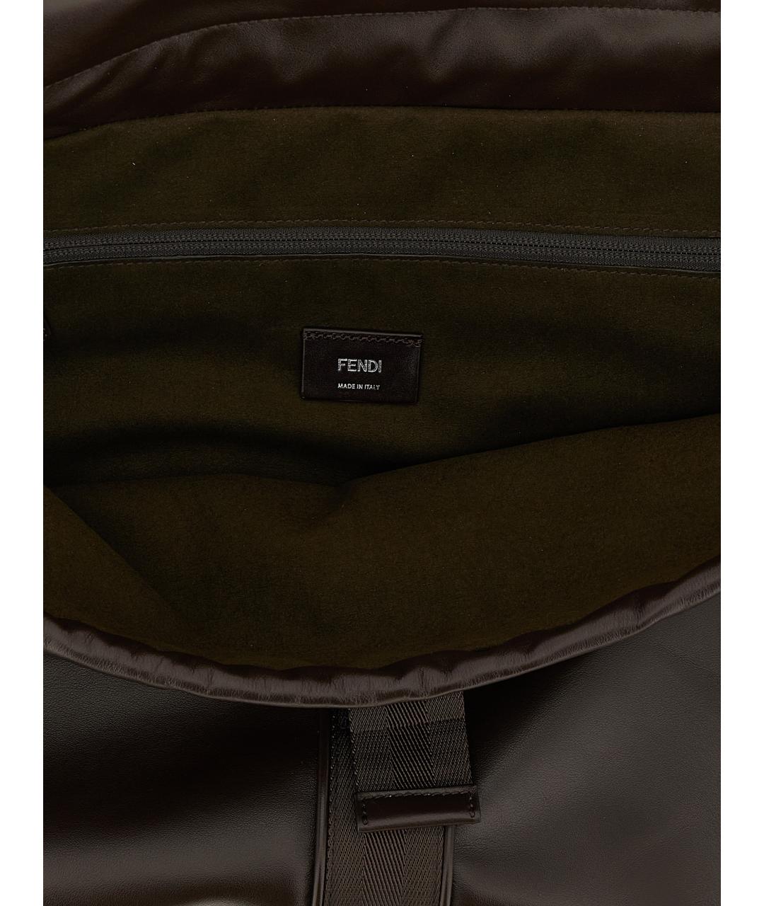 FENDI Коричневая кожаная сумка тоут, фото 4