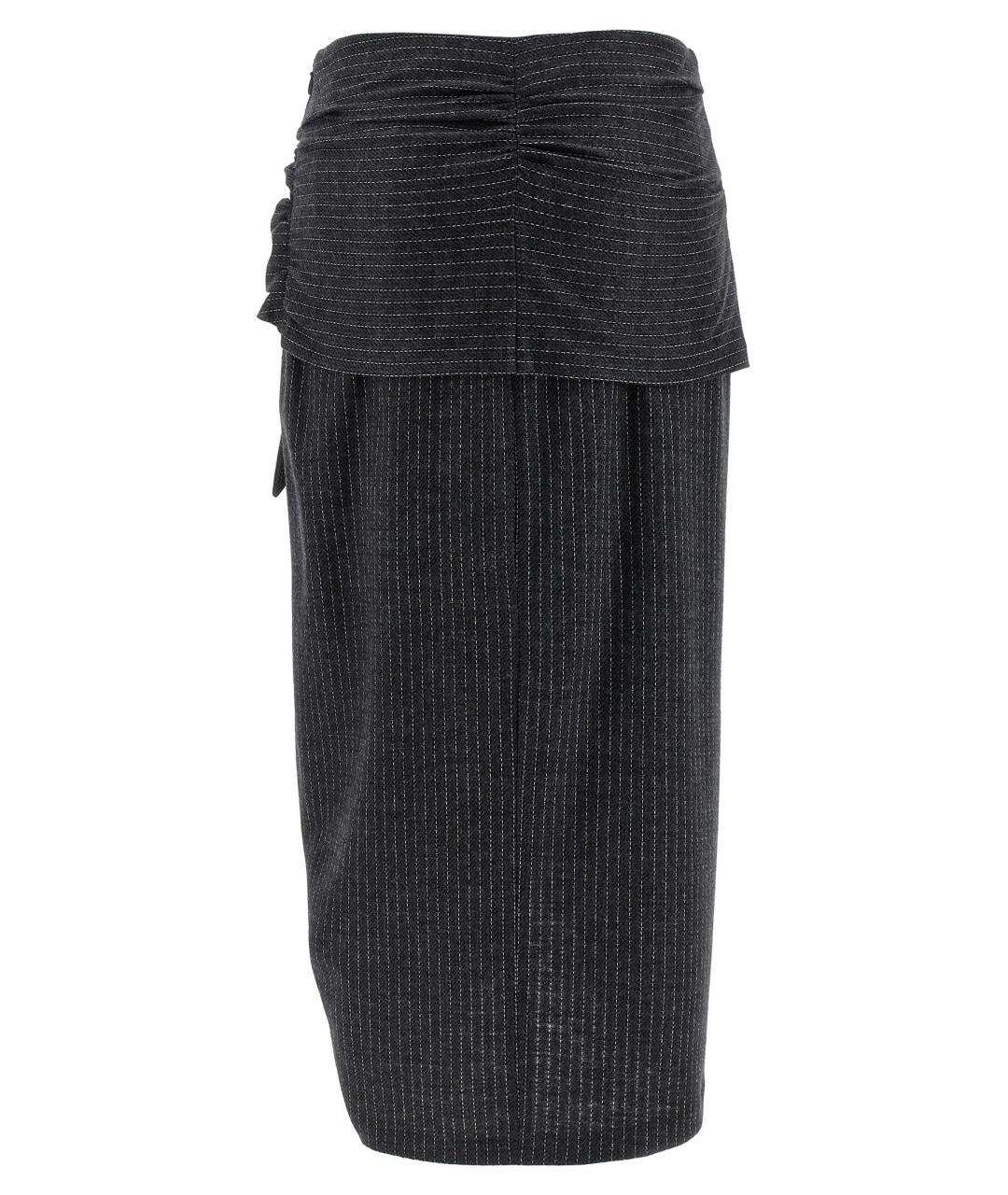 ISABEL MARANT Серая шерстяная юбка миди, фото 2