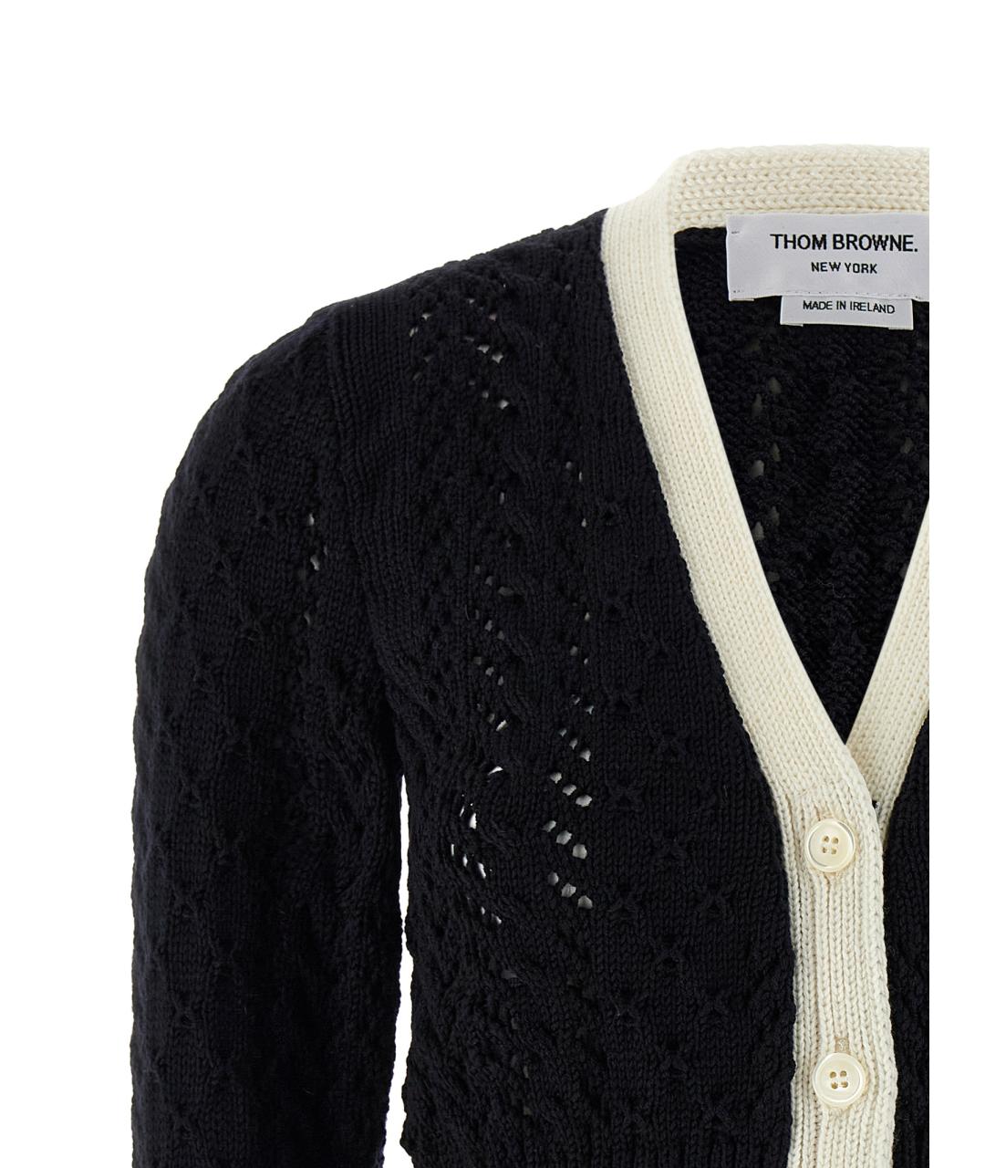 THOM BROWNE Синий шерстяной кардиган, фото 3