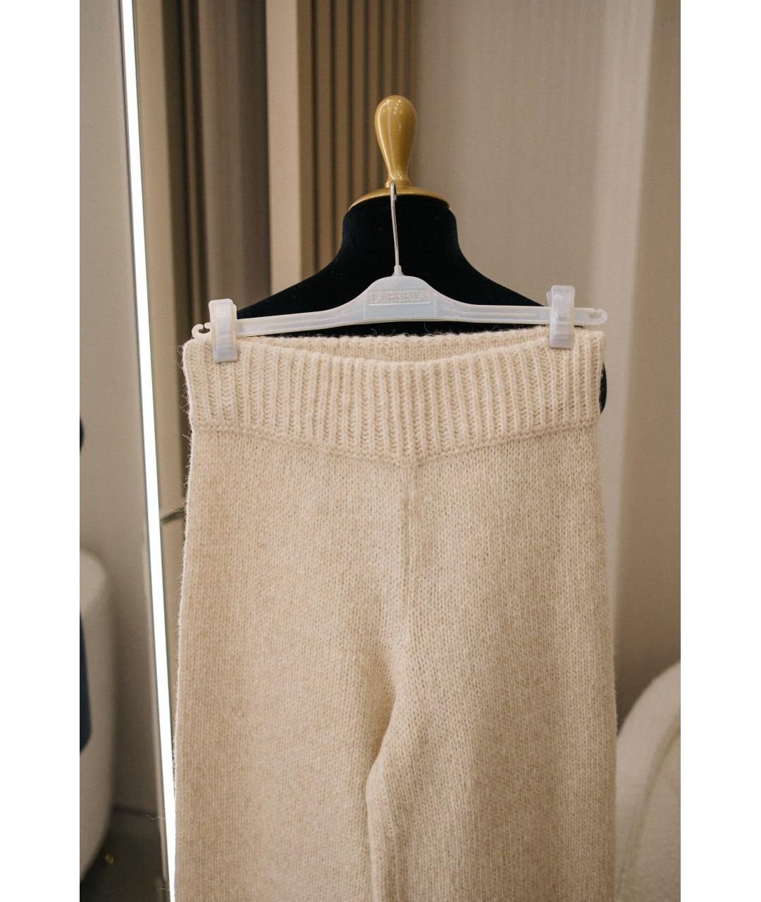 ERMANNO SCERVINO Бежевые шерстяные прямые брюки, фото 2