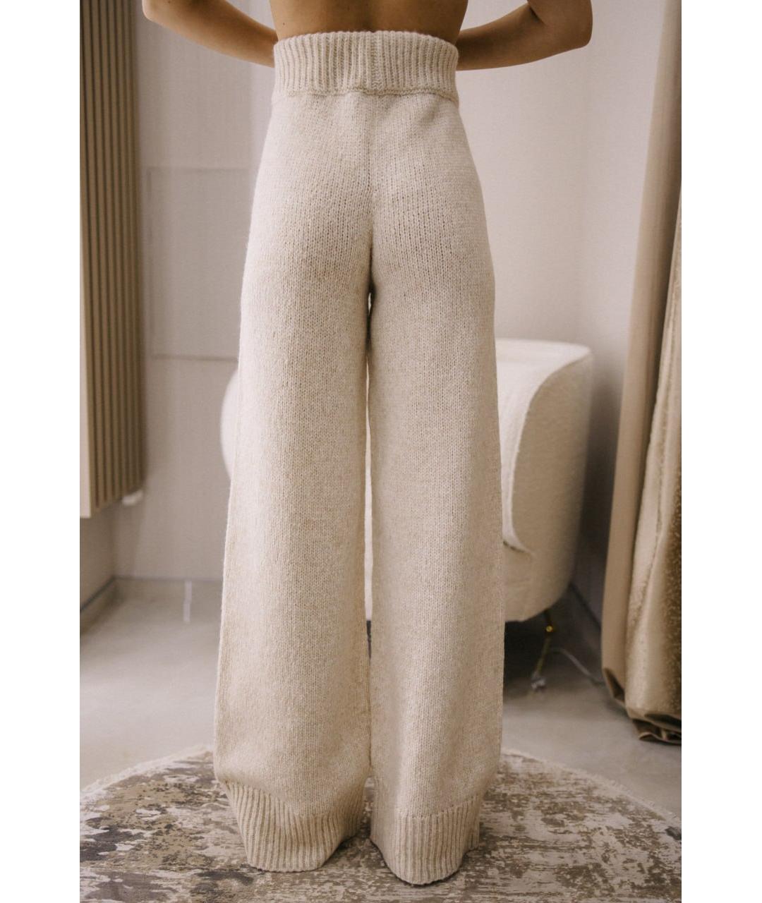 ERMANNO SCERVINO Бежевые шерстяные прямые брюки, фото 3