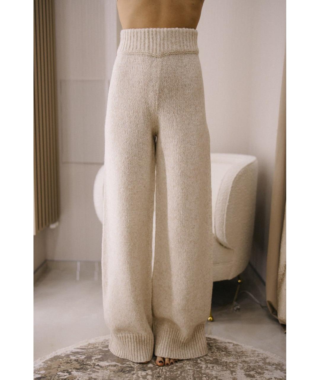 ERMANNO SCERVINO Бежевые шерстяные прямые брюки, фото 2