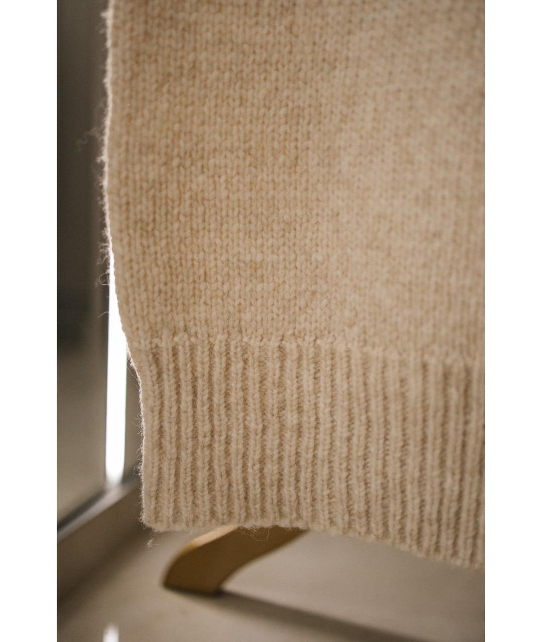 ERMANNO SCERVINO Бежевые шерстяные прямые брюки, фото 6