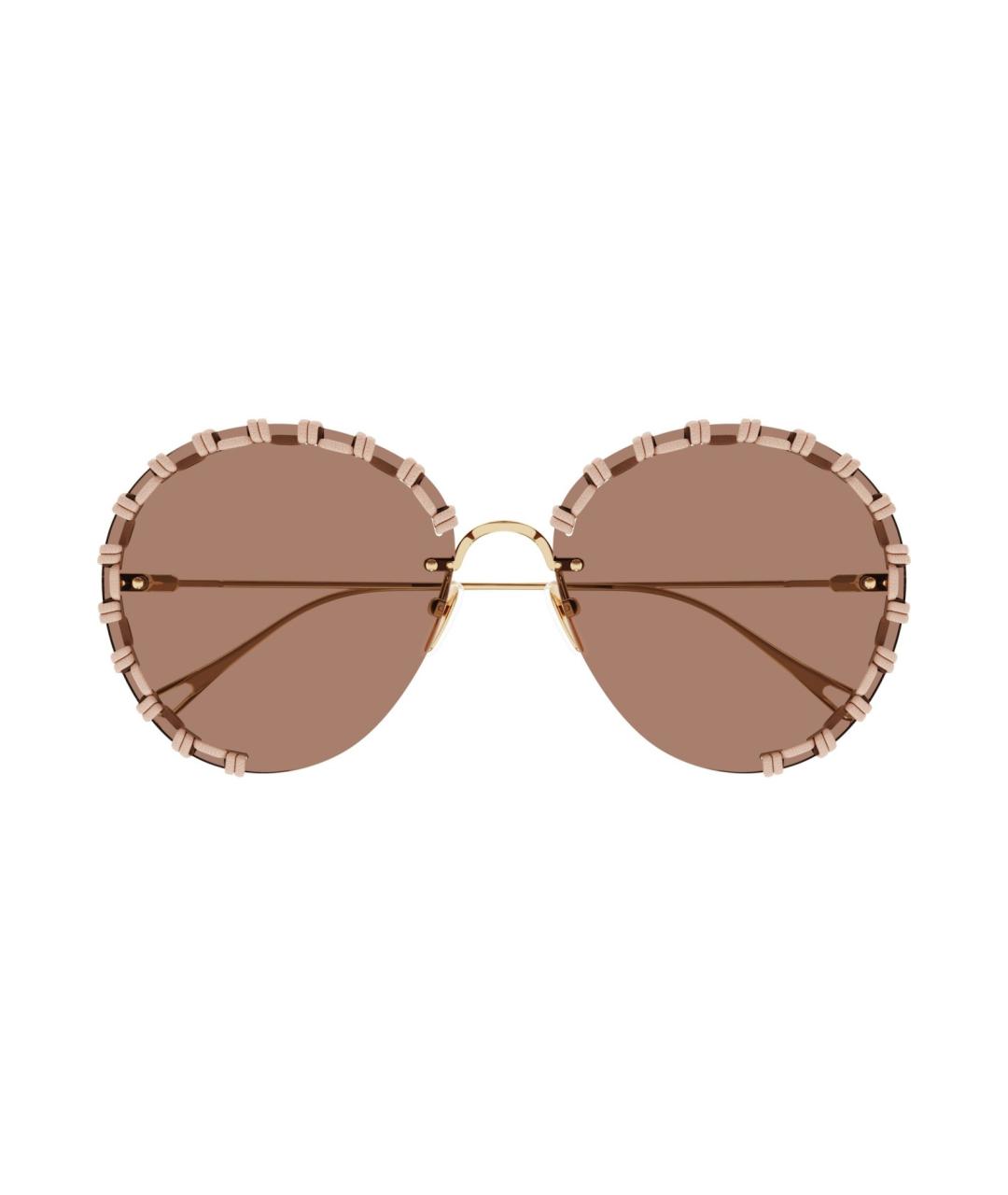 CHLOE Золотые металлические солнцезащитные очки, фото 1