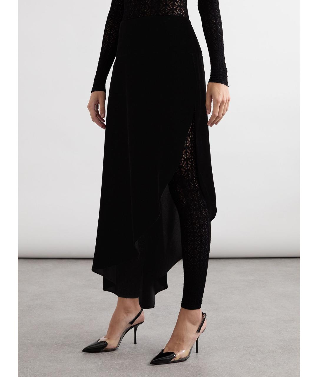 ALAIA Черная вискозная юбка миди, фото 2