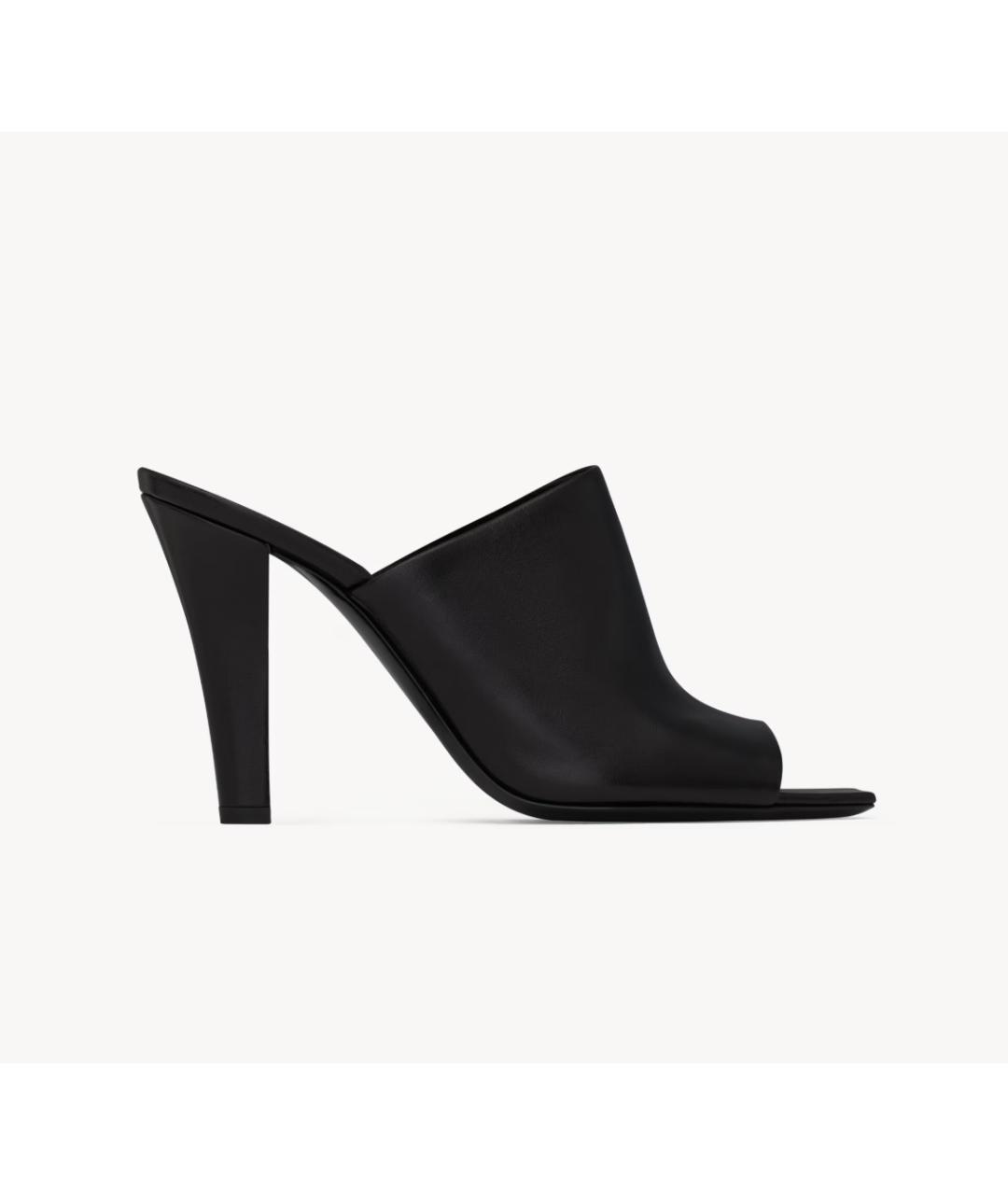 SAINT LAURENT Черные кожаные мюли, фото 4