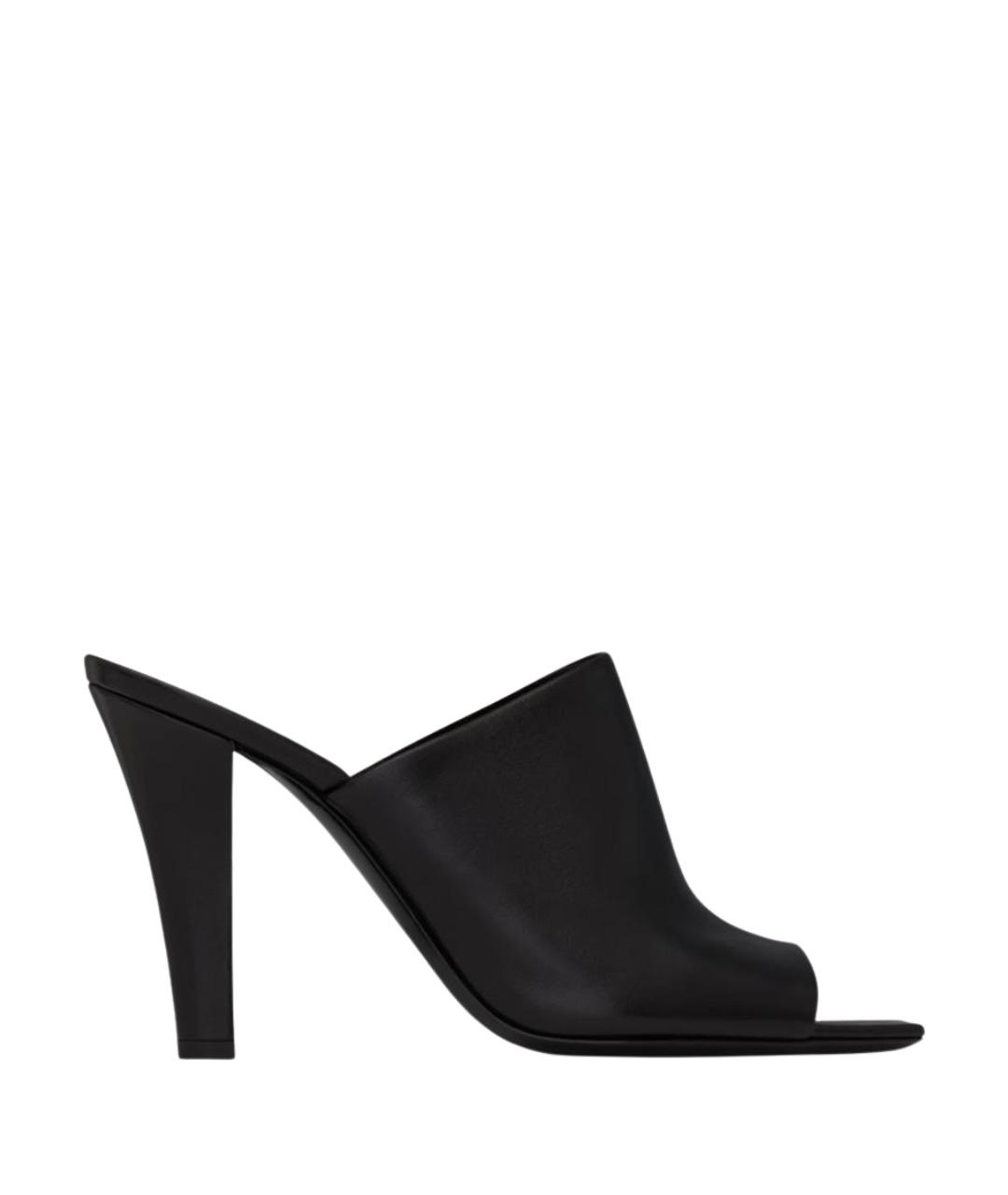 SAINT LAURENT Черные кожаные мюли, фото 1